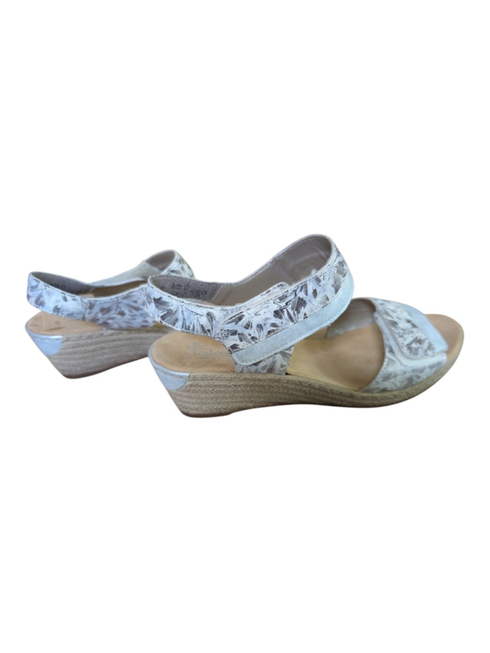Rieker Antistress Sandals Womens 40 (8.5-9) Tan Silver/Ice Fanni Wedge Slingback